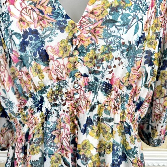 Taylor SZ 8 Chiffon Midi Cottage Fairy Floral Layerd Artsy Dress Empire Waist - Picture 3 of 12
